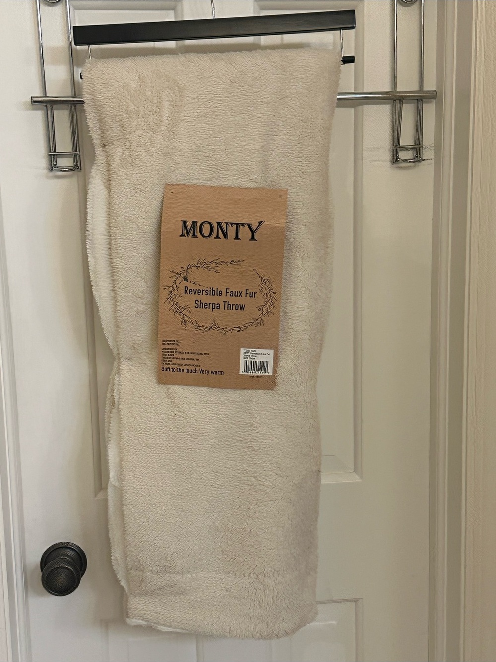 Reversible Faux Fur Sherpa Throw - Cream